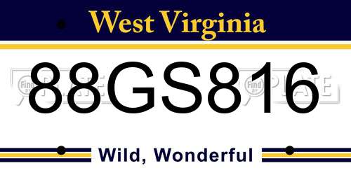 88GS816 West Virginia License Plate