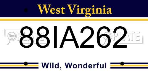 88IA262 West Virginia License Plate