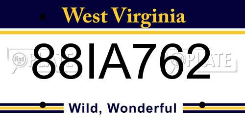 88IA762 West Virginia License Plate