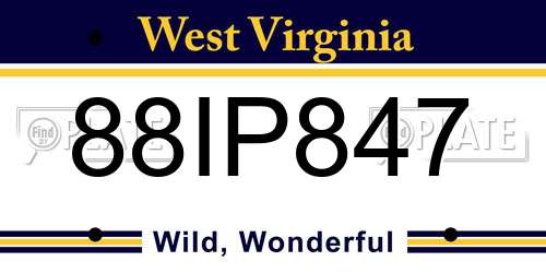 88IP847 West Virginia License Plate