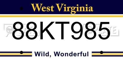 88KT985 West Virginia License Plate