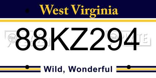 88KZ294 West Virginia License Plate