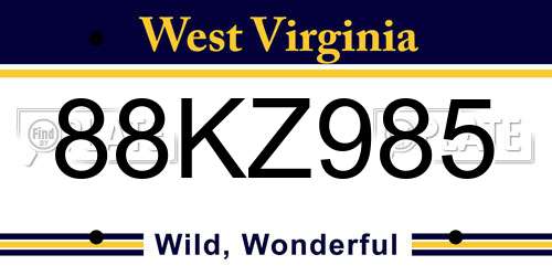 88KZ985 West Virginia License Plate
