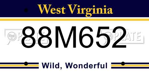 88M652 West Virginia License Plate