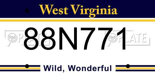 88N771 West Virginia License Plate