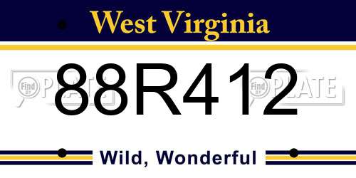 88R412 West Virginia License Plate
