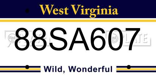 88SA607 West Virginia License Plate