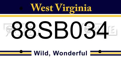 88SB034 West Virginia License Plate
