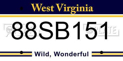 88SB151 West Virginia License Plate