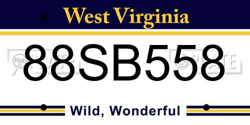 88SB558 West Virginia License Plate