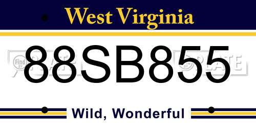 88SB855 West Virginia License Plate