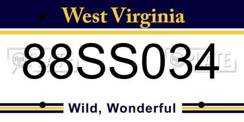 88SS034 West Virginia License Plate