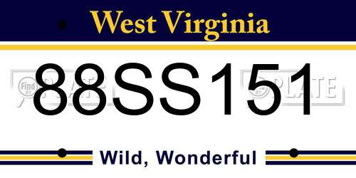 88SS151 West Virginia License Plate