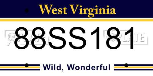 88SS181 West Virginia License Plate