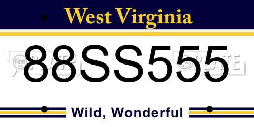 88SS555 West Virginia License Plate