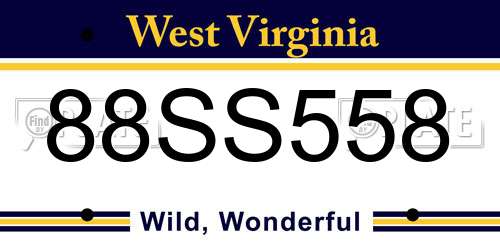 88SS558 West Virginia License Plate