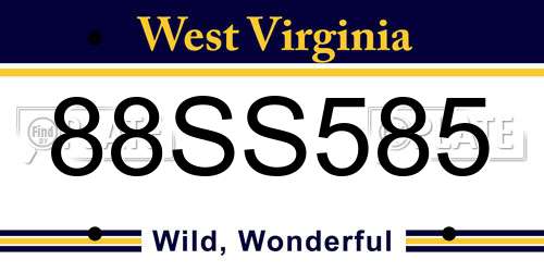 88SS585 West Virginia License Plate