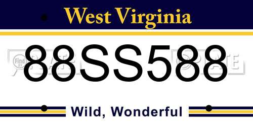 88SS588 West Virginia License Plate