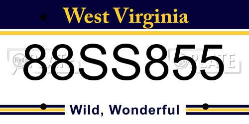 88SS855 West Virginia License Plate