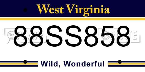 88SS858 West Virginia License Plate