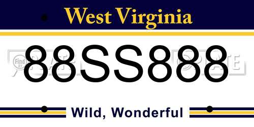 88SS888 West Virginia License Plate