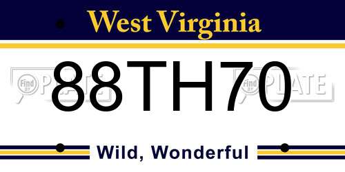 88TH70 West Virginia License Plate