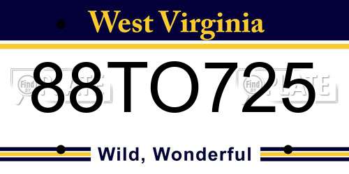 88TO725 West Virginia License Plate
