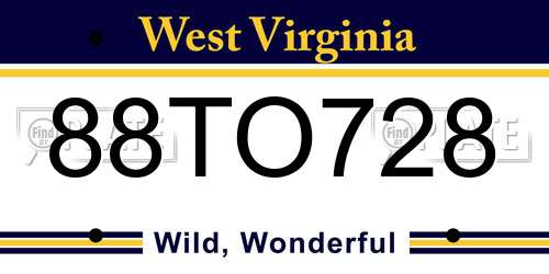 88TO728 West Virginia License Plate