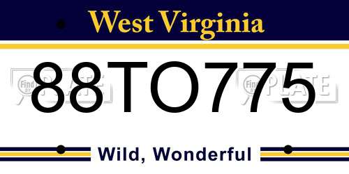 88TO775 West Virginia License Plate