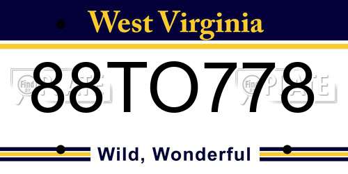 88TO778 West Virginia License Plate
