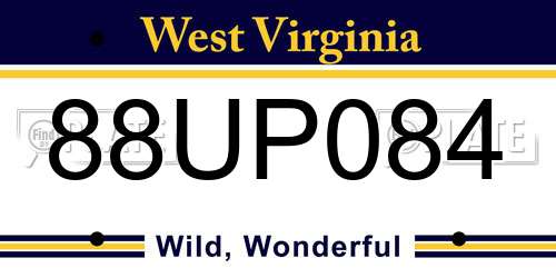 88UP084 West Virginia License Plate