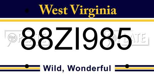 88ZI985 West Virginia License Plate
