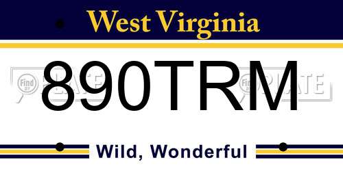 890TRM West Virginia License Plate