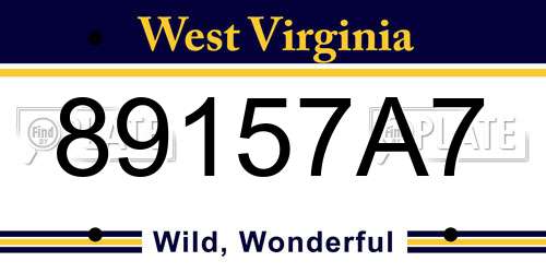 89157A7 West Virginia License Plate