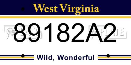 89182A2 West Virginia License Plate