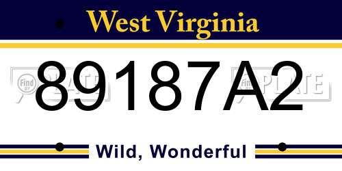 89187A2 West Virginia License Plate