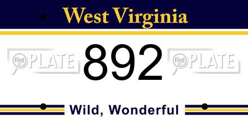 892 West Virginia License Plate