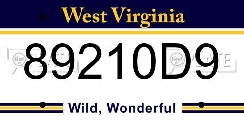 89210D9 West Virginia License Plate