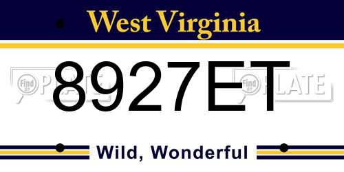 8927ET West Virginia License Plate