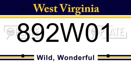 892W01 West Virginia License Plate
