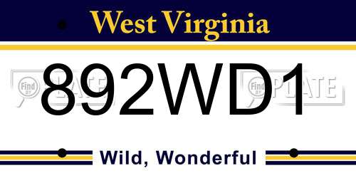 892WD1 West Virginia License Plate