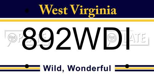 892WDI West Virginia License Plate