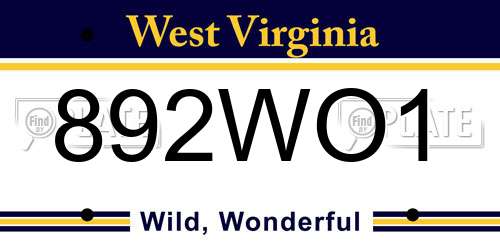 892WO1 West Virginia License Plate