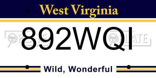 892WQI West Virginia License Plate