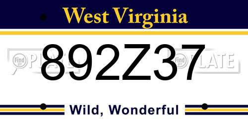892Z37 West Virginia License Plate