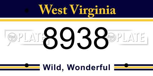 8938 West Virginia License Plate