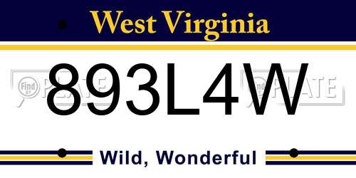 893L4W West Virginia License Plate