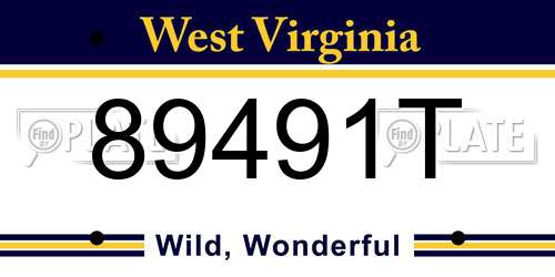 89491T West Virginia License Plate
