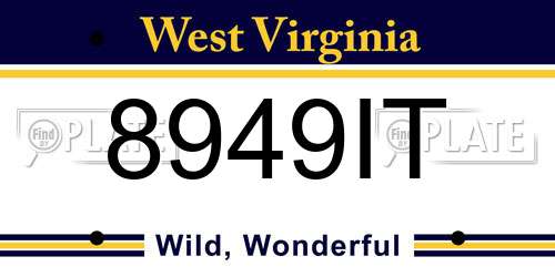 8949IT West Virginia License Plate