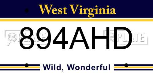 894AHD West Virginia License Plate
